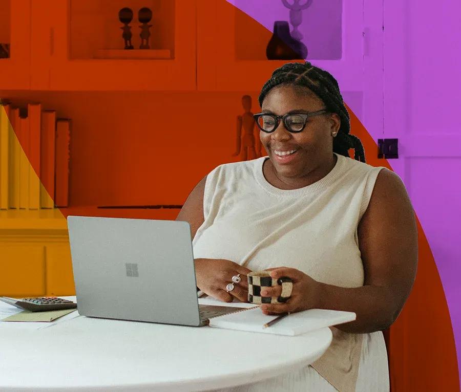 Woman working on a laptop